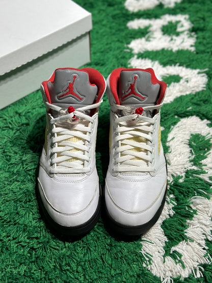 Size 10.5 (PREOWNED) Jordan 5 Fire Red Silver Tongue